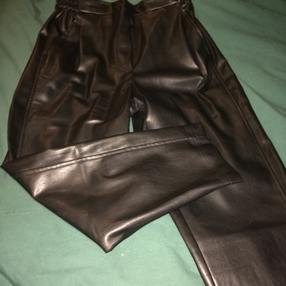 NWT High Waist Faux Leather Draped Pants - Picture 3 of 7